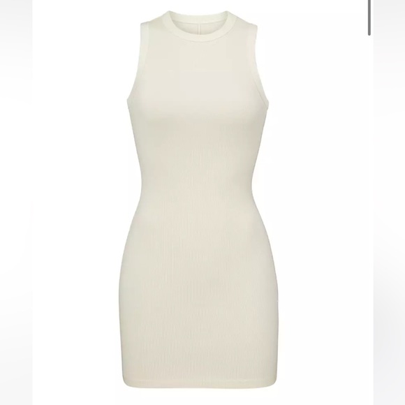 SKIMS Dresses & Skirts - SKIMS Cotton Rib Tank Dress - Bone Size Large **LIKE NEW**